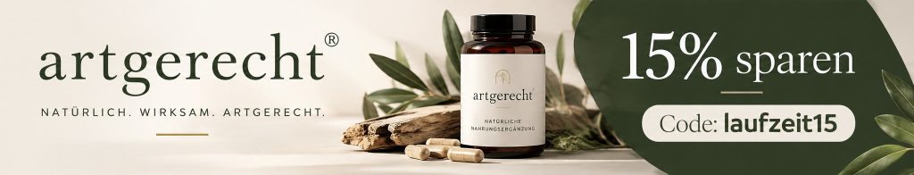 artgerecht werbebanner 15% sparen: Code: laufzeit15