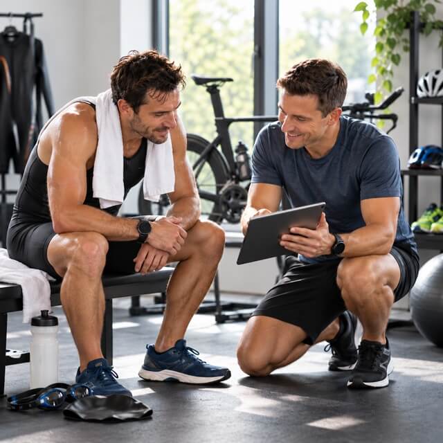 Männer im Gespräch über Triathlon Performance Coaching